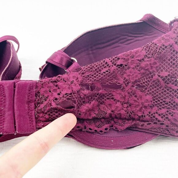 BUY 1 GET 1 FREE Victorias Secret plunge 36dd maroon purple wine lace bra - Picture 9 of 16